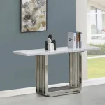 BQ-CT312 White Marble Console Table with Stainless Steel Base