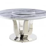 BQ- D16-DTL White Marble Dining Table with Lazy Susan