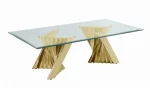 BQ-CT04 Glass Coffee Table with Stainless Steel Double Gold Base