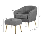 BQ-AC160-2pc Barrel Chair & Ottoman Set - Image 2