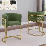 BQ-CH034-7: Teddy Fabric Counterheight Chairs in Gold Chrome
