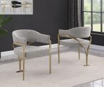 BQ-SC304-7: Boucle Fabric Side Chairs with Brushed Gold Chrome