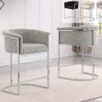 BQ-BS010-3: Boucle Fabric Barstools with Chrome