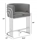 BQ-CH020-3: Teddy Fabric Counterheight Chairs - Image 2