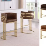 BQ-CH024L – 6L: Set of 2 Counterheight Leathaire Chairs