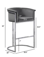 BQ-CH216-19: Single Velvet Counterheight Chair in Chrome - Image 2