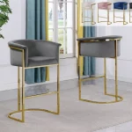 BQ-CH210-3: Single Velvet Counterheight Chair in Gold