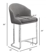 BQ-CH370-373 Teddy upholstered counter height with Silver base - Image 2