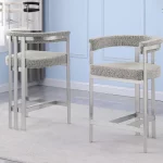 BQ-CH380-3: Boucle Fabric Counterheights with Brushed Chrome