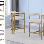 BQ-CH384-7: Boucle Fabric Counterheights with Brushed Gold Chrome