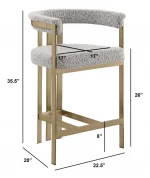 BQ-CH384-7: Boucle Fabric Counterheights with Brushed Gold Chrome - Image 2