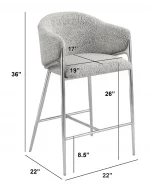 BQ-CH450 – 3: Teddy Boucle Fabric Counterheight Chairs - Image 2