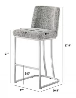 BQ-CH504 – 7: Counterheight Boucle Sled Chairs w/ Chrome - Image 2