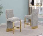 BQ-CH564-7: Boucle Fabric Counterheight Chairs with Gold Chrome