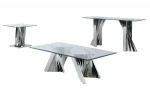 BQ- CT01-02-03 Glass Coffee Table Sets: Coffee Table, End Table, Console Table with Stainless Steel Base