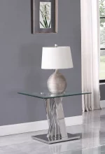 BQ-CT02 Glass End Table with Stainless Steel Base - Image 3