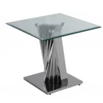 BQ-CT02 Glass End Table with Stainless Steel Base