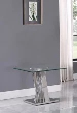 BQ-CT02 Glass End Table with Stainless Steel Base - Image 2