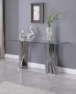 BQ- CT03 Glass Console Table with Stainless Steel Double Base - Image 3