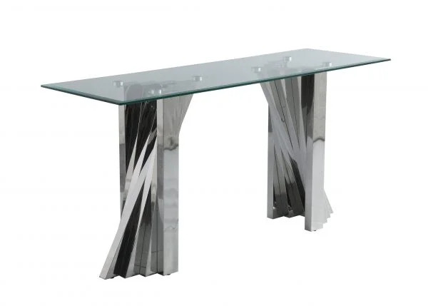 BQ- CT03 Glass Console Table with Stainless Steel Double Base