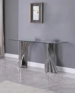 BQ- CT03 Glass Console Table with Stainless Steel Double Base - Image 2