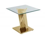 BQ- CT04-05-05 Glass Coffee Table Sets: Coffee Table and 2 End Tables with Stainless Steel Gold Base - Image 3