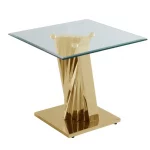 BQ-CT05 Glass End Table with Stainless Steel Gold Base