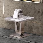 BQ-CT28 Marble Top End Table with Stainless Steel Base