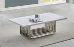 BQ-CT310 White Marble Coffee Table with Stainless Steel Base