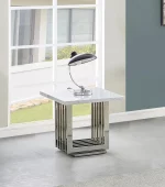 BQ-CT311 White Marble Top End Table With Stainless Steel Base