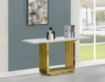 BQ-CT315 White Marble Top Console Table with Stainless Steel Gold Base