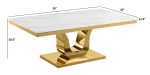 BQ-CT320-1 White Marble Coffee Table Sets: Coffee Table and End Table with Stainless Steel Gold Base - Image 3