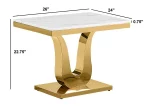 BQ-CT320-1 White Marble Coffee Table Sets: Coffee Table and End Table with Stainless Steel Gold Base - Image 4