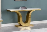 BQ-CT322 White Marble Top Console Table with Stainless Steel Gold Base