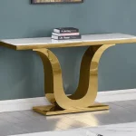 BQ-CT322 White Marble Top Console Table with Stainless Steel Gold Base