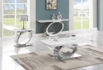 BQ-CT430-1-2 White Marble Coffee Table Sets: Coffee Table, End Table, Console Table with Stainless Steel Base