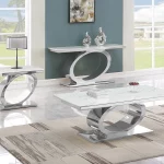 BQ-CT430-1-2 White Marble Coffee Table Sets: Coffee Table, End Table, Console Table with Stainless Steel Base