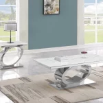 BQ-CT430-1 White Marble Coffee Table Sets: Coffee Table and End Table  with Stainless Steel Base