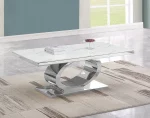 BQ-CT430 White Marble Top Coffee Table with Stainless Steel Base
