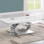 BQ-CT430 White Marble Top Coffee Table with Stainless Steel Base