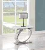 BQ-431 White Marble Top End Table With Stainless Steel Base
