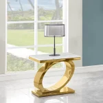 BQ-434 White Marble Top End Table With Stainless Steel Base