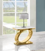BQ-434 White Marble Top End Table With Stainless Steel Base
