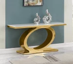 BQ-CT435 White Marble Top Console Table with Stainless Steel Gold Base