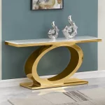 BQ-CT435 White Marble Top Console Table with Stainless Steel Gold Base