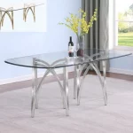 BQDT- D05, D06, D07, D08: Rounded Rectangular Glass Dining Table