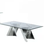 BQ- CT01-02 Glass Coffee Table Sets: Coffee Table and End Table with Stainless Steel Base