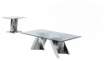 BQ- CT01-02 Glass Coffee Table Sets: Coffee Table and End Table with Stainless Steel Base