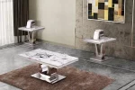 BQ-CT27-8-8 Classic 3pc Set: Marble Top Coffee Table and End table(s) with Stainless Steel Base
