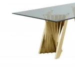 BQ-CT04 Glass Coffee Table with Stainless Steel Double Gold Base - Image 3